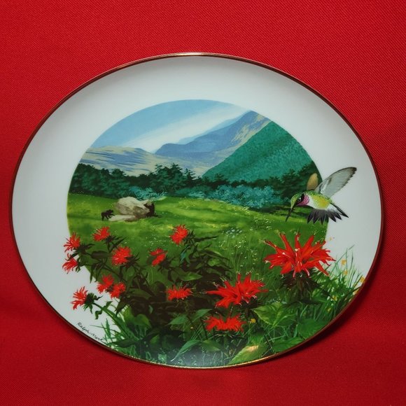 VTG Decorative Plate Royal Windsor Bee Balm Wildflowers of the South Gold Trim - Picture 5 of 12